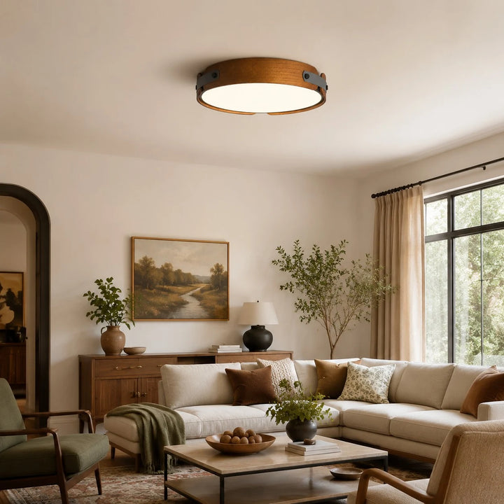 Walnut Full Spectrum Flush Mount Ceiling Light