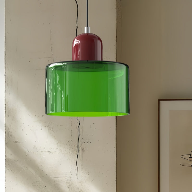Morandi Cylinder Glass Pendant Light – Minimalist Disc Glass Lamp