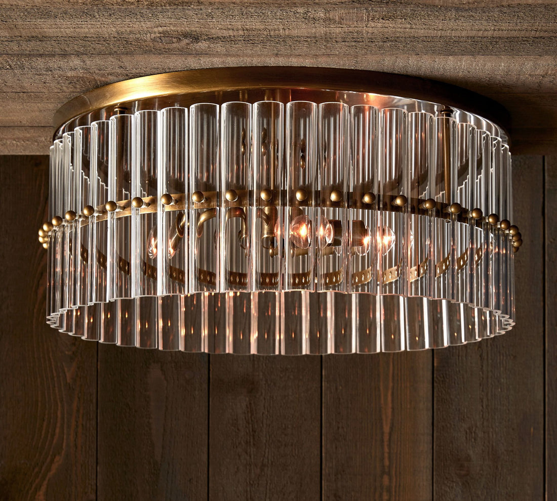 Plafonnier encastré en cristal Lumora – Élégant plafonnier en laiton