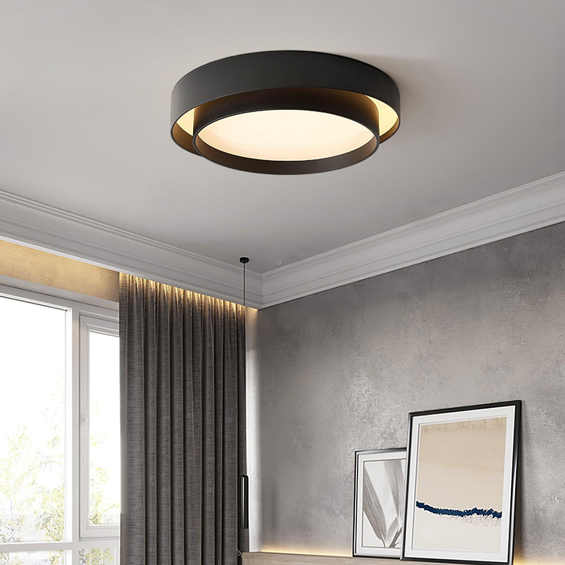 Plafonnier rond double couche – Design encastré en acrylique nordique