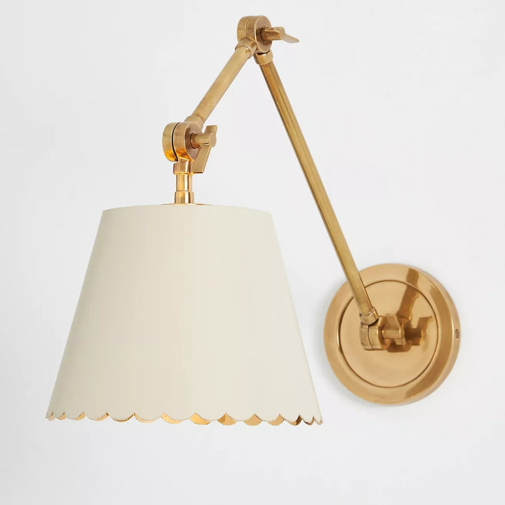 Foldray Leather Scalloped Sconce - Vintage Brass Light for Bedroom