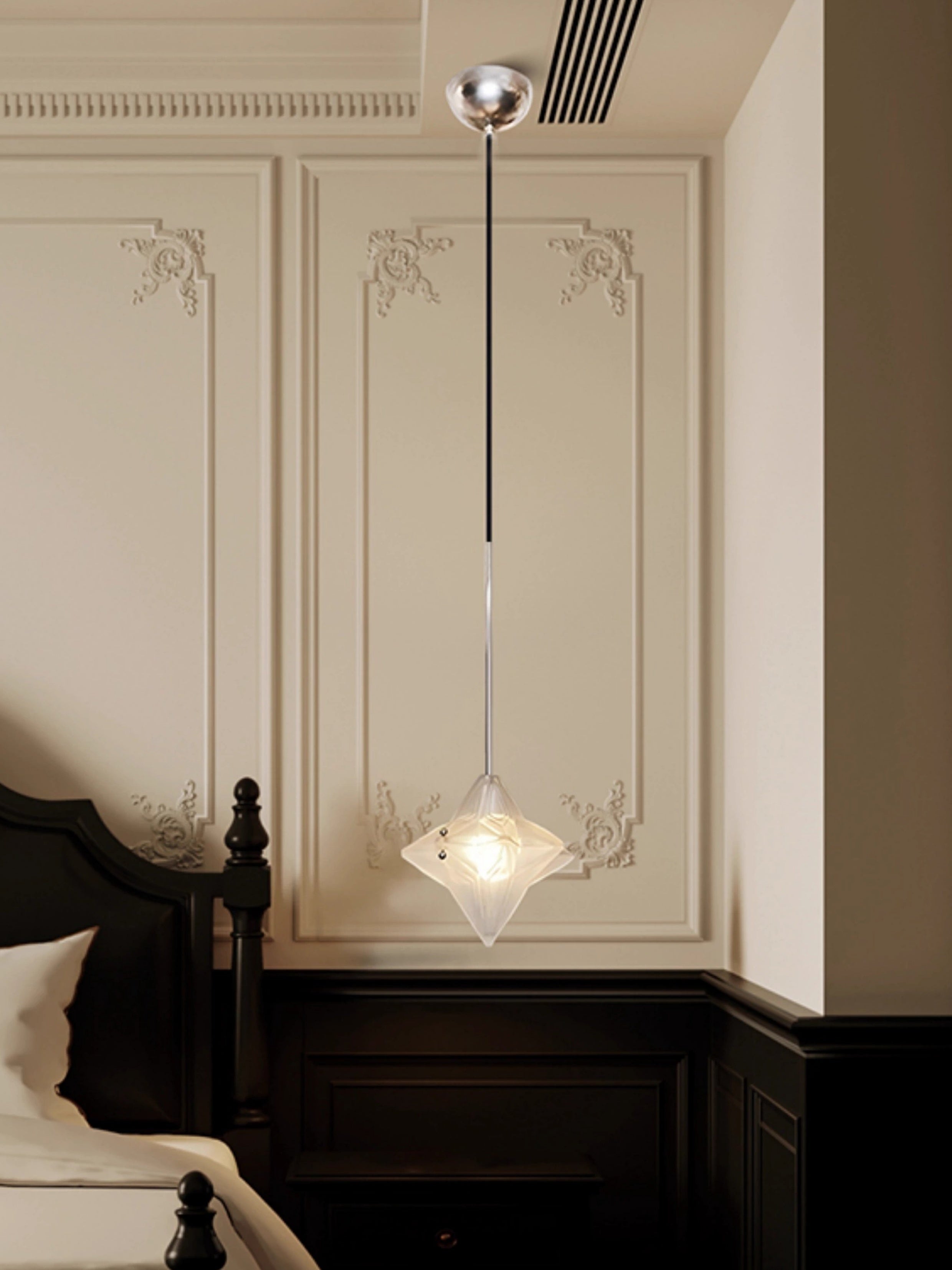 Art Deco Astris Elara Star Pendant Light-Frosted Glass Pendant with Geometric Style