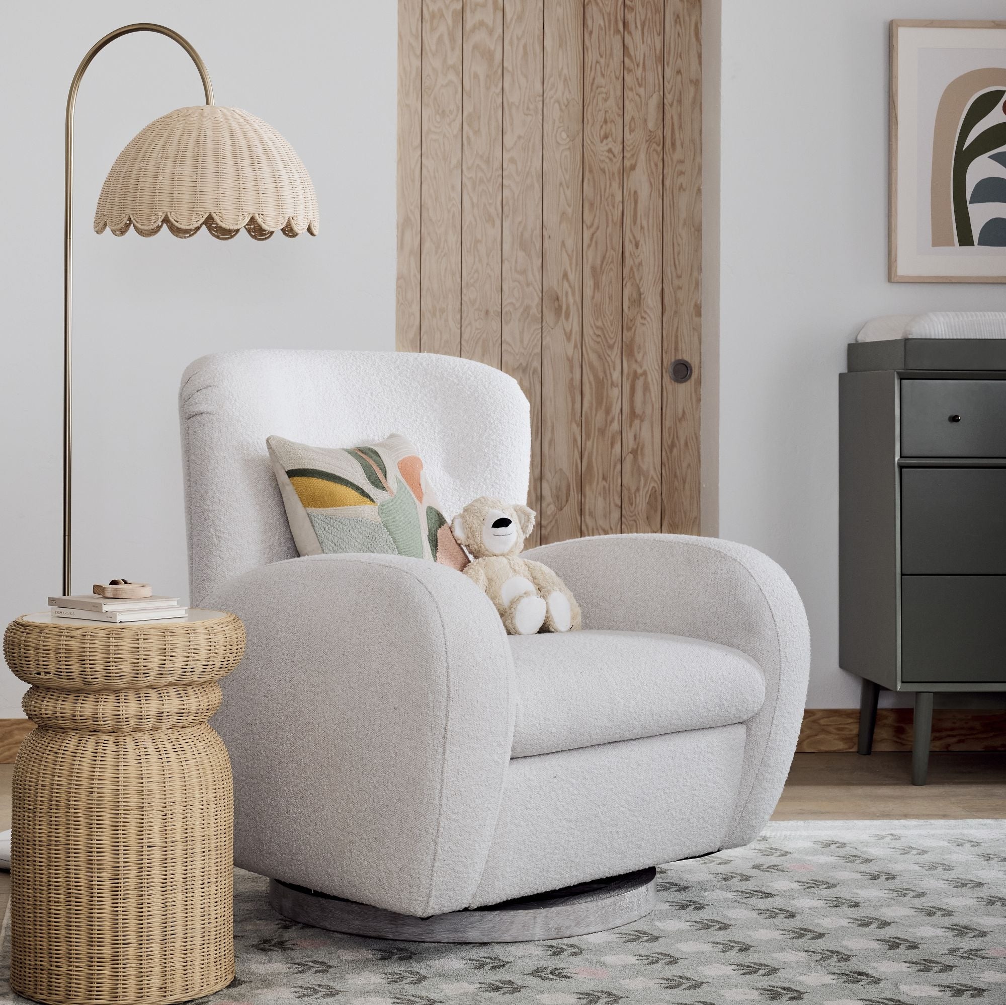 Olvara Natural Rattan Bubble Floor Lamp - Kids Room Lighting with Boho Charm