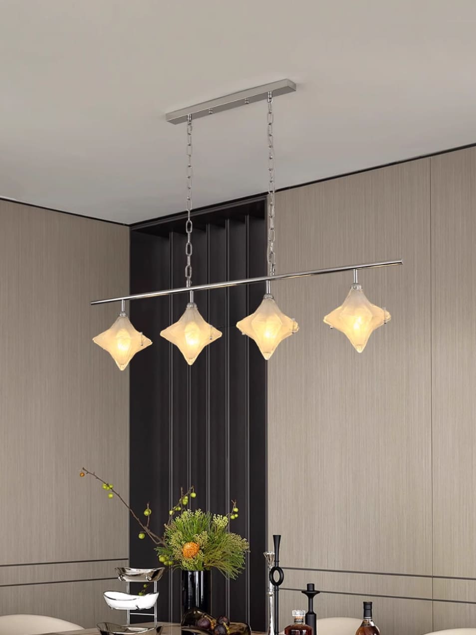 Art Deco Star Linear Pendant Light - Elegant Lighting for Kitchen Island  - Astris Cassiopeia