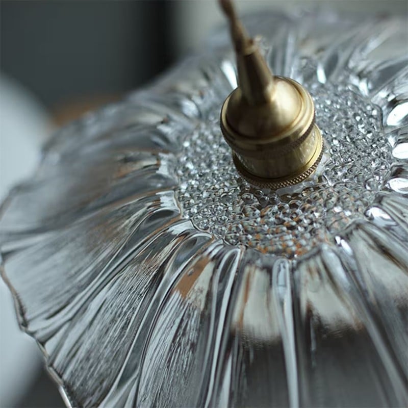 Retro Lotus Glass Pendant Light For bedroom