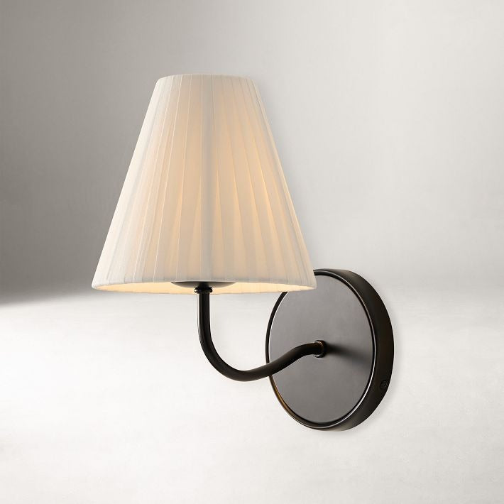 Fibura Sleek Metal Linen Shade Wall Light - Wall-Mounted Art