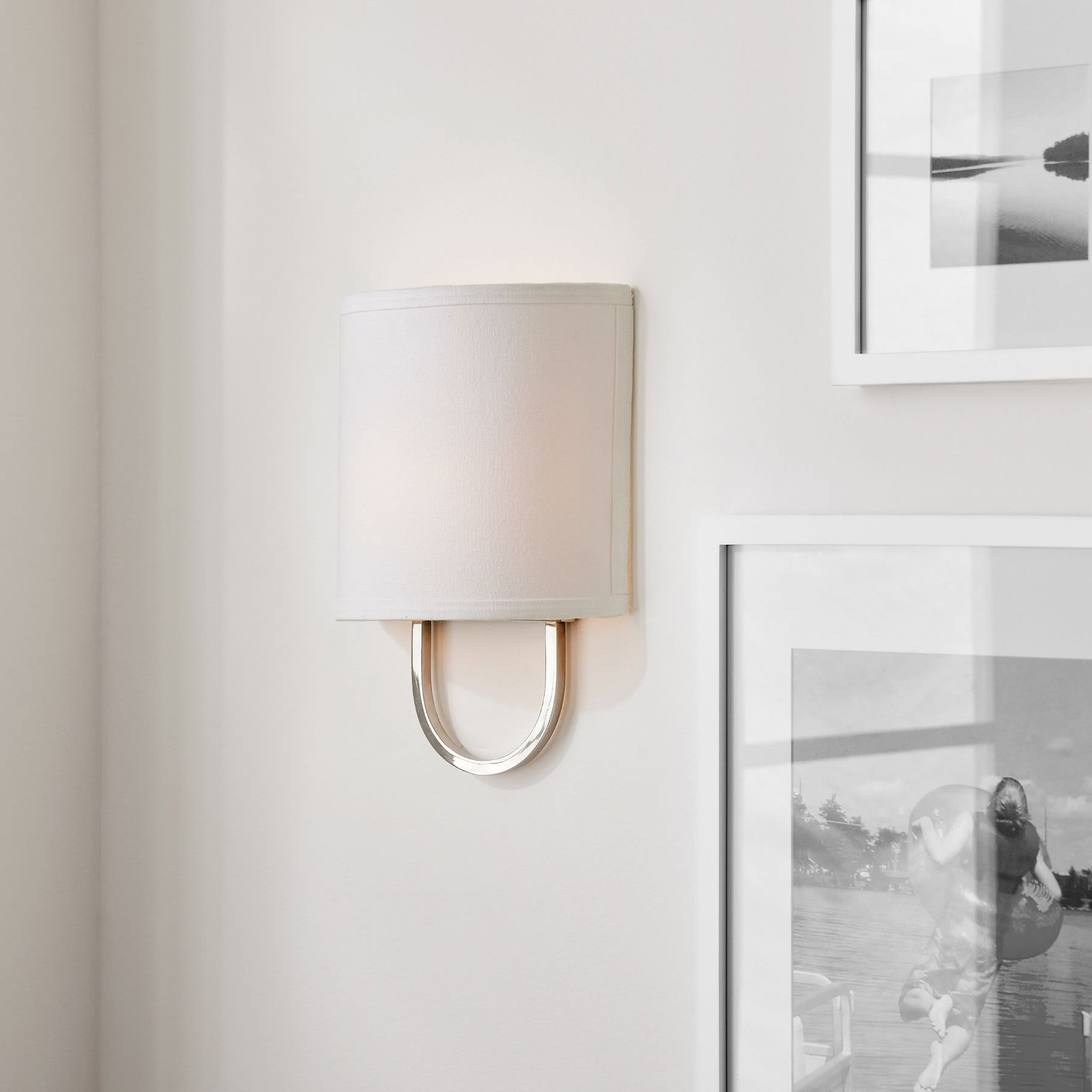 Nolvara Fabric Shade Wall Sconce - Metal Arm Elegant Light for Bedroom