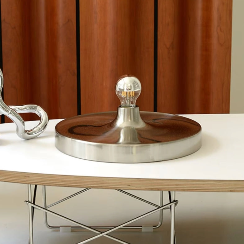 Sleek Space-Age Disk Ceiling Lamp Chrome Gold White Black Not Dimmable