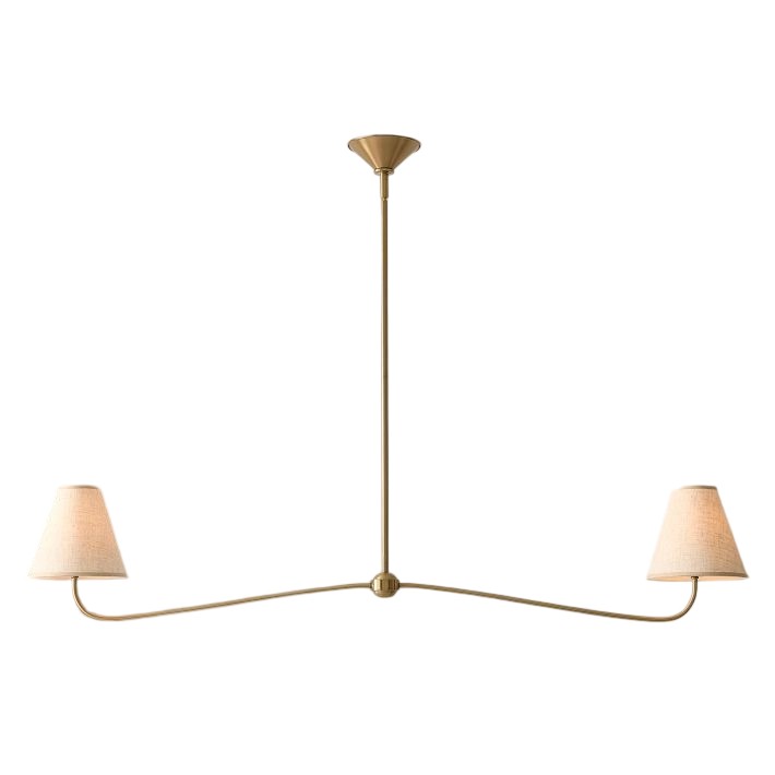 Fibura Modern Linen Chandelier - Metal Linear Light for Dining Room