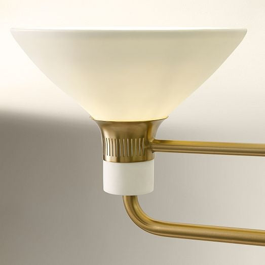 Lustre linéaire Calvor à 2 lumières – Abat-jour en porcelaine et finition bronze