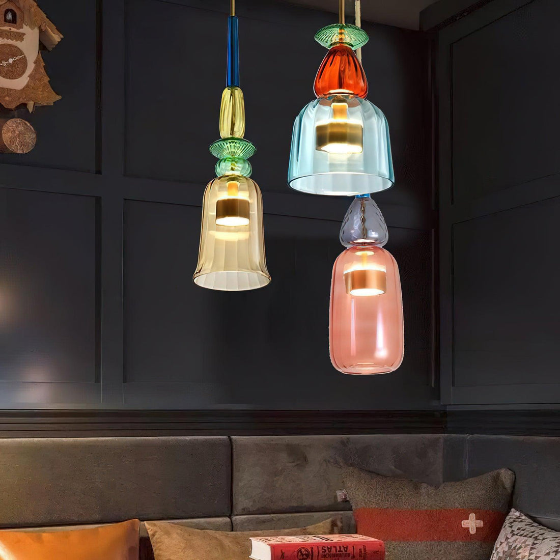 Iron Glass Chandelier Light - Colorful Candy Hand Blown Mixed Color