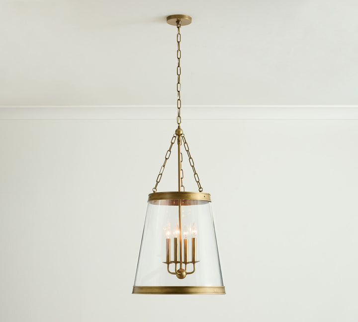 Suspension tambour en verre Driscoll – Lampe suspendue contemporaine en laiton