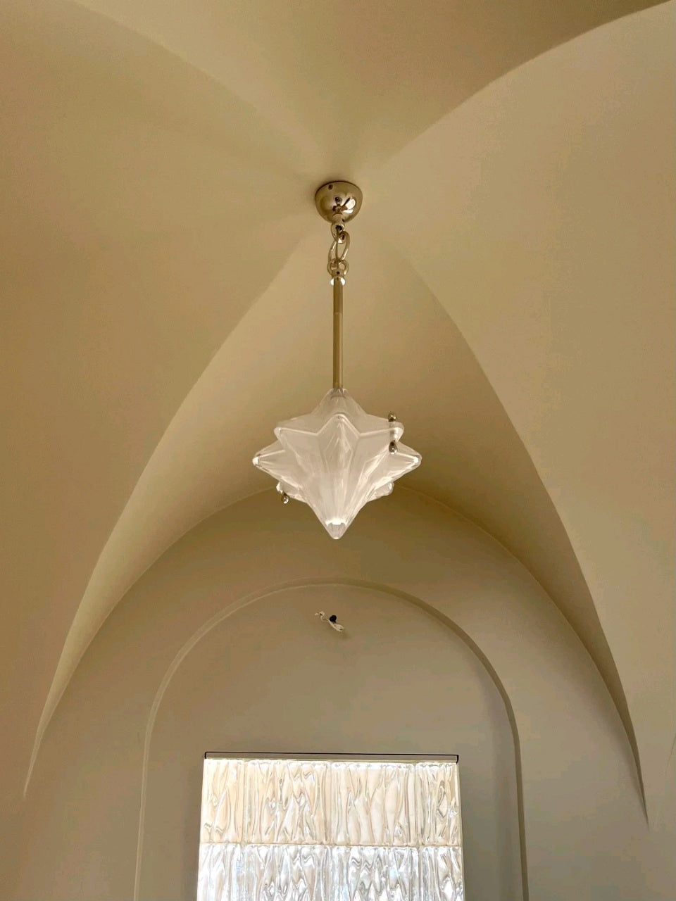 Art Deco Astris Elara Star Pendant Light-Frosted Glass Pendant with Geometric Style