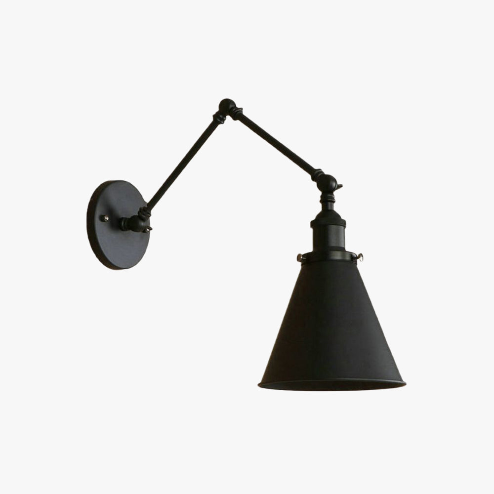 Adjustable Industrial Metal Wall Sconce with Long Articulated Arm