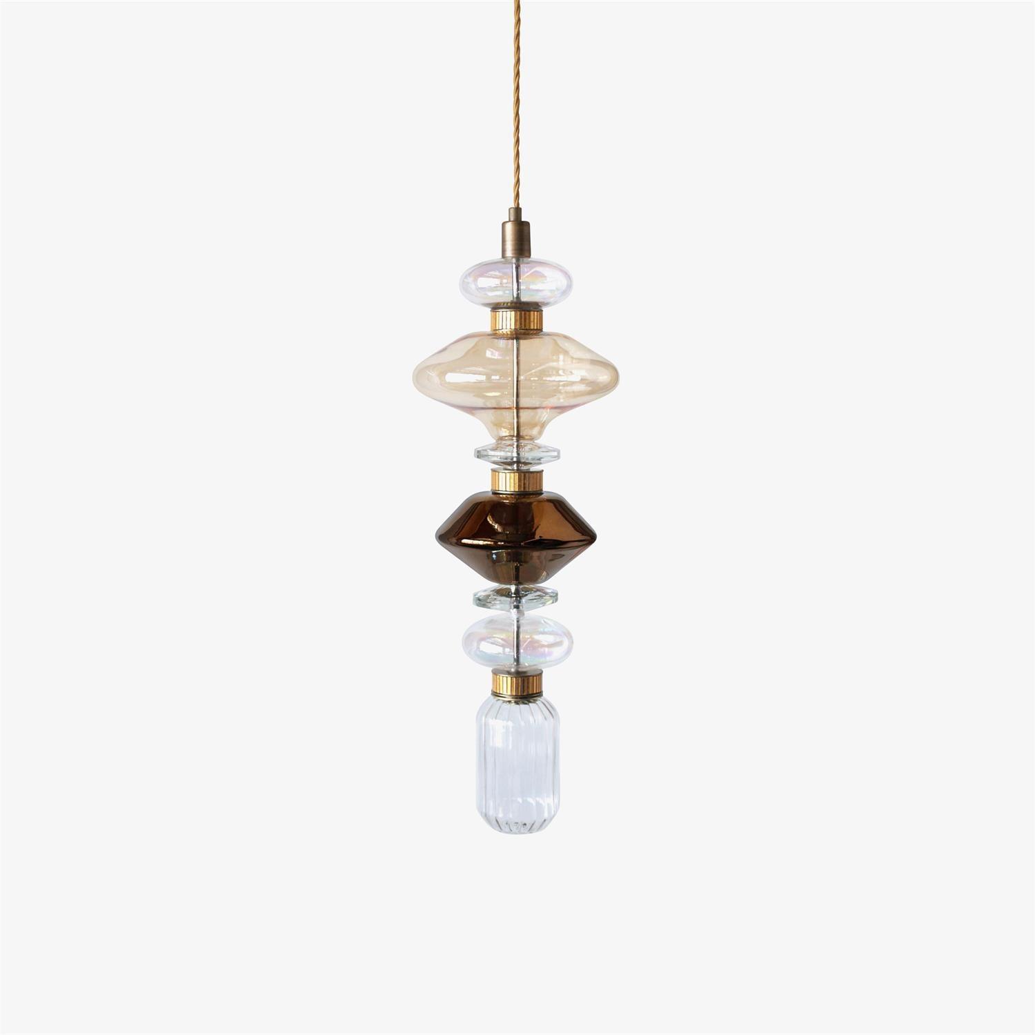 Sleek Hanging Light - Iron Metal Glass Gold Clear Hardwired Atmosphere