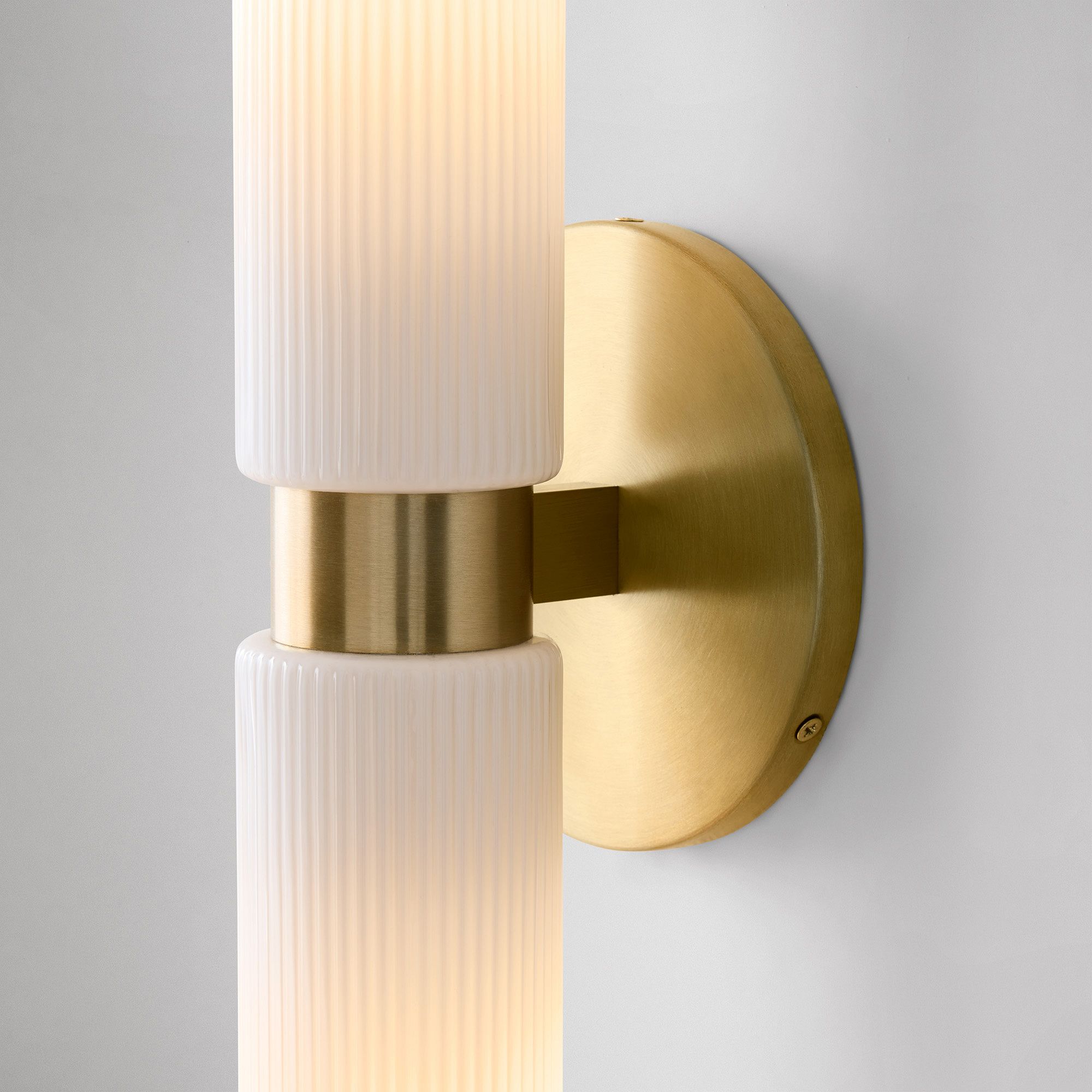 Rivora Fluted Glass Double Short Sconce - Indoor Outdoor Wall Light Elegance