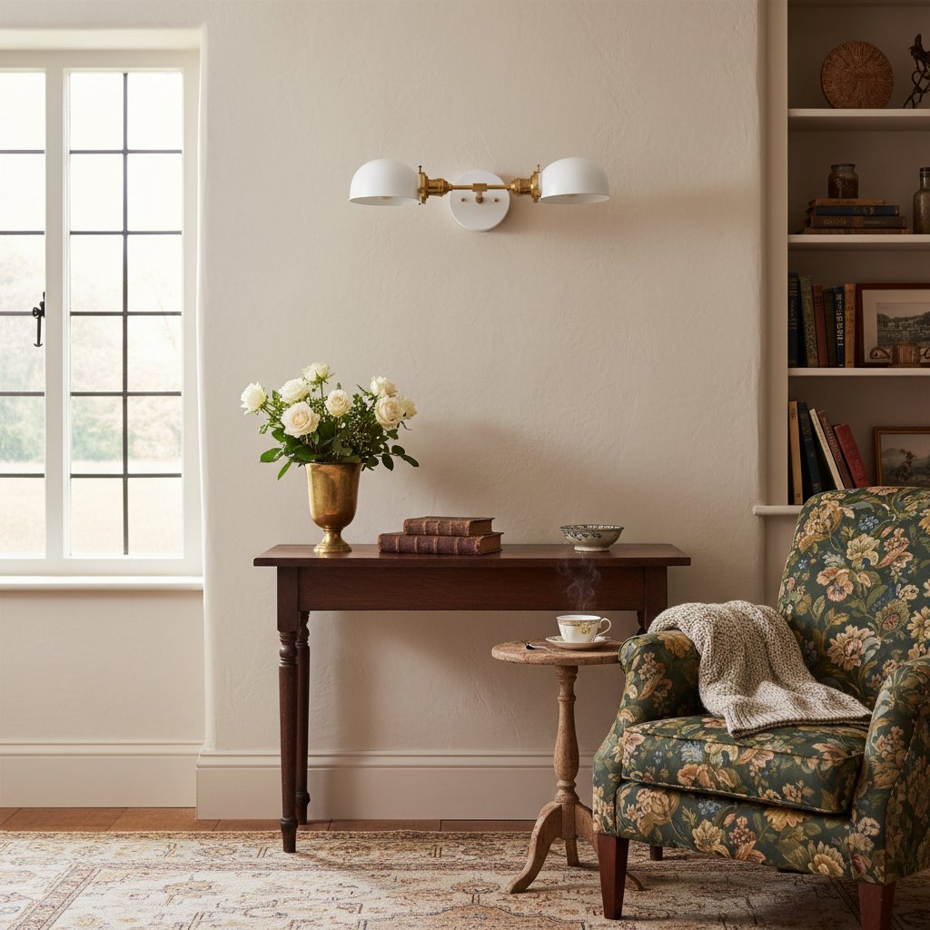 Ornato Luxe Mid-Century Vanity Light - Brass Bathroom Fixture with Opal Glass