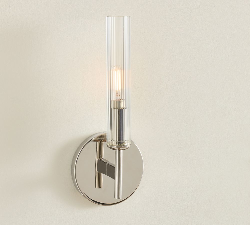 Bravira Ribbed Glass Wall Lamp - Tube Metal Light in Classic Finishes