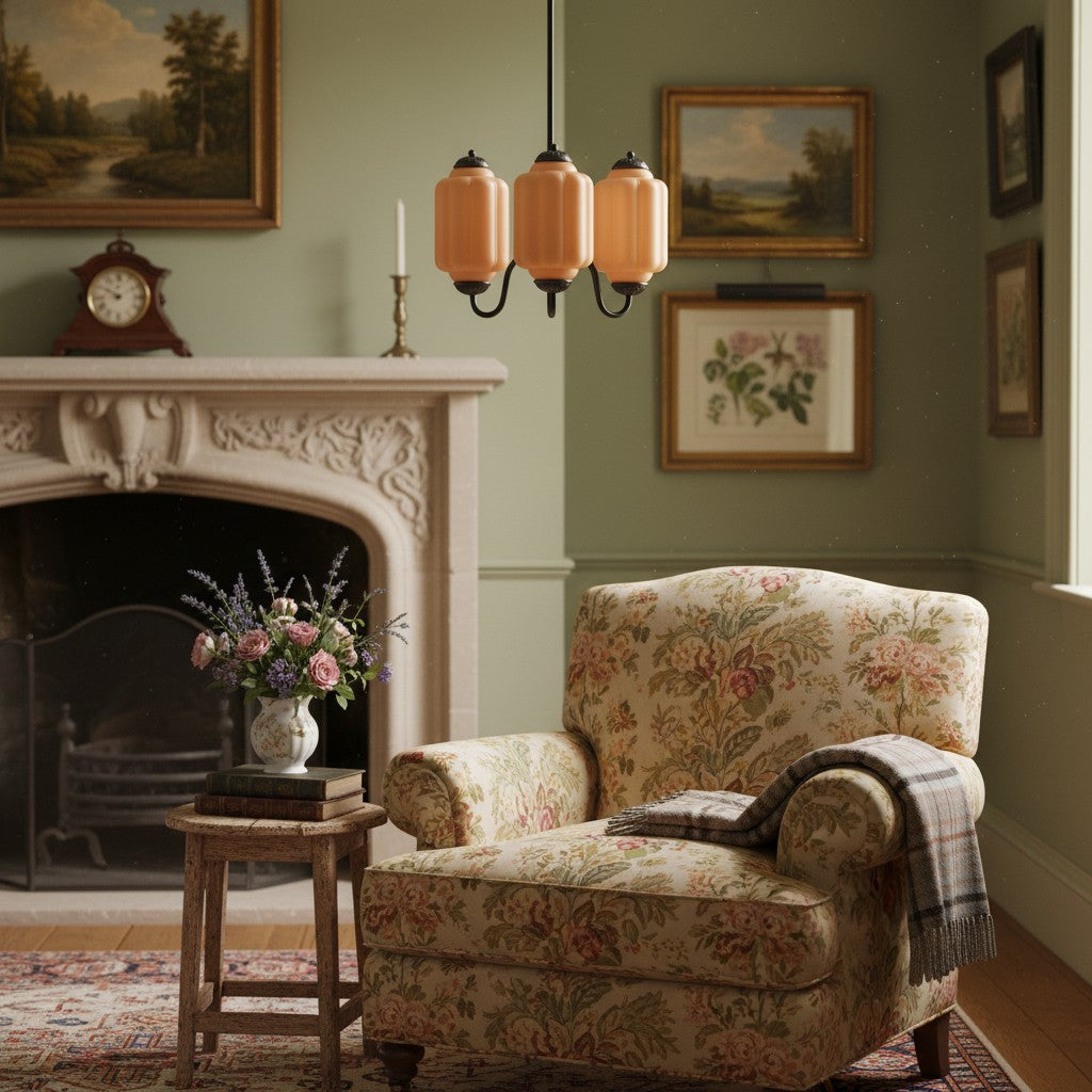 Eloise Vintage Glass Chandelier - Milk Glass Home Accent