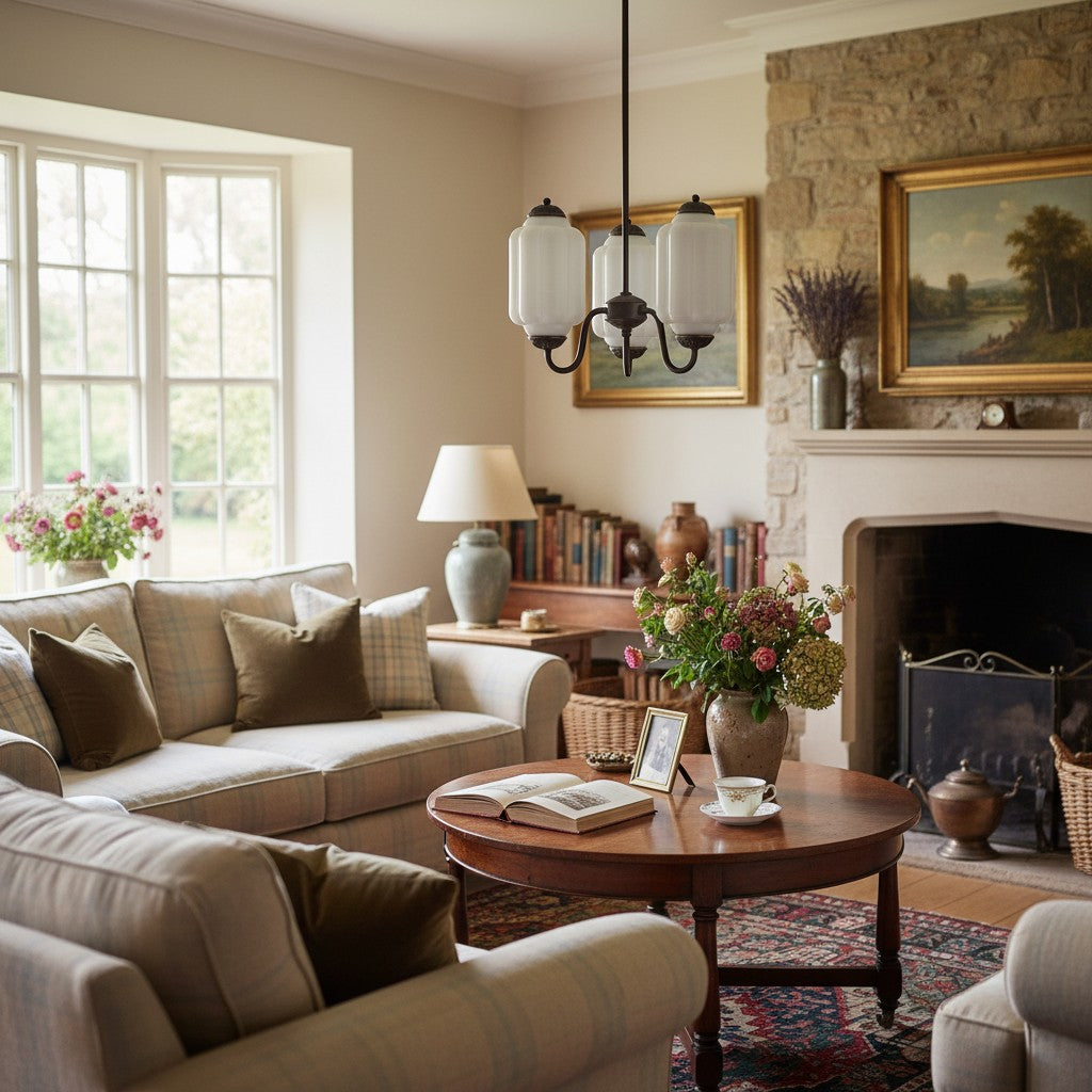 Eloise Vintage Glass Chandelier - Milk Glass Home Accent