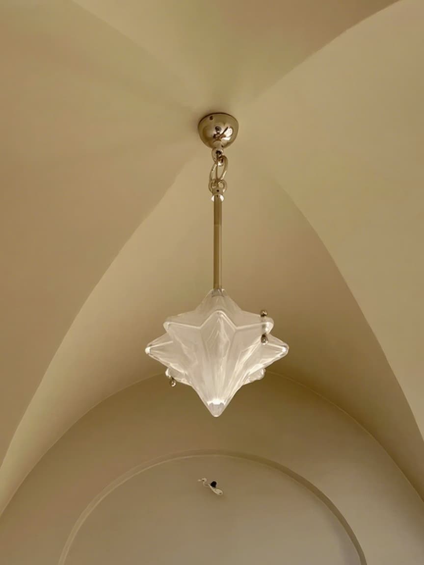 Art Deco Astris Elara Star Pendant Light-Frosted Glass Pendant with Geometric Style