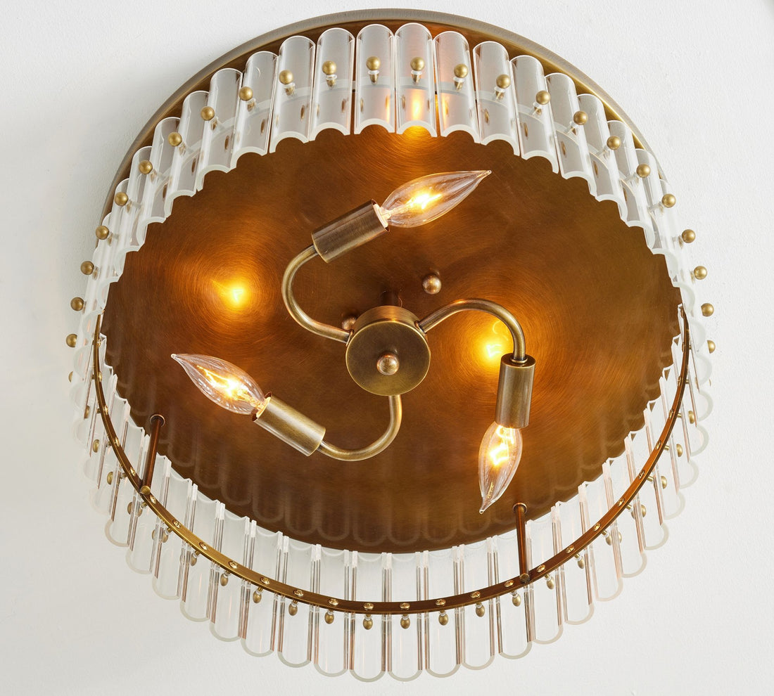 Plafonnier encastré en cristal Lumora – Élégant plafonnier en laiton