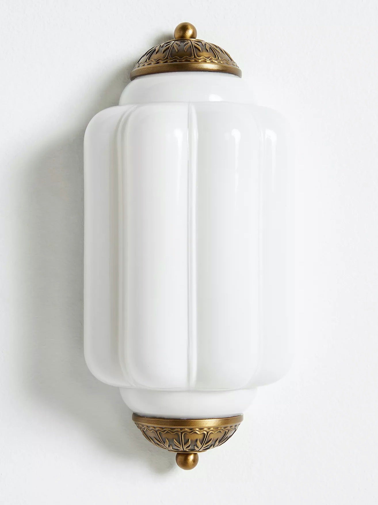 Vintage Milk Glass Wall Sconce Handcrafted Distressed Brass Light