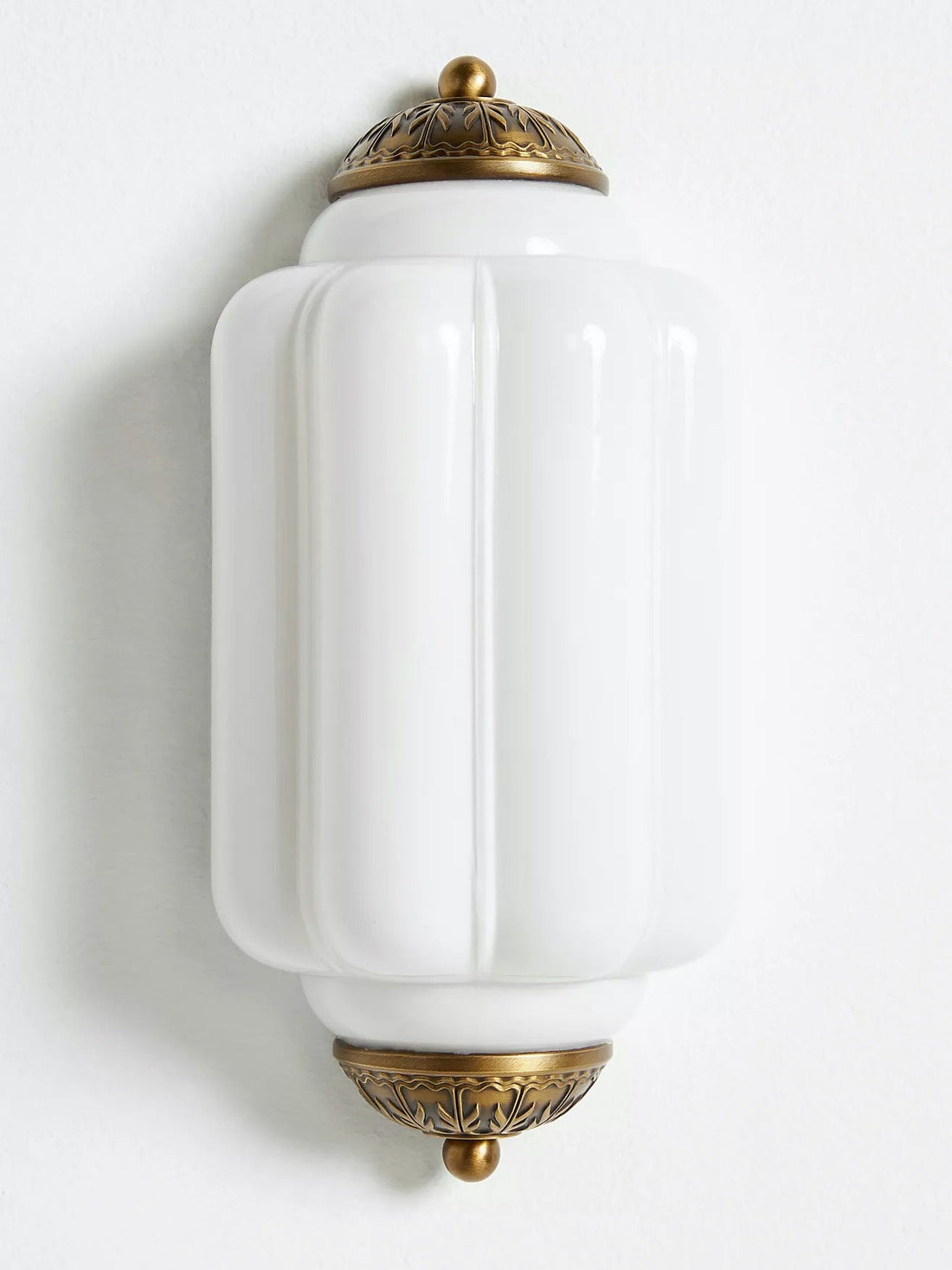 Vintage Milk Glass Wall Sconce Handcrafted Distressed Brass Light