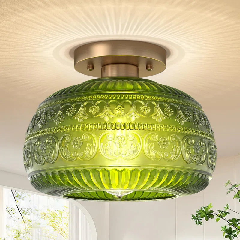Plafonnier Verre Vintage Vert – Plafonnier Verre Transparent Moderne