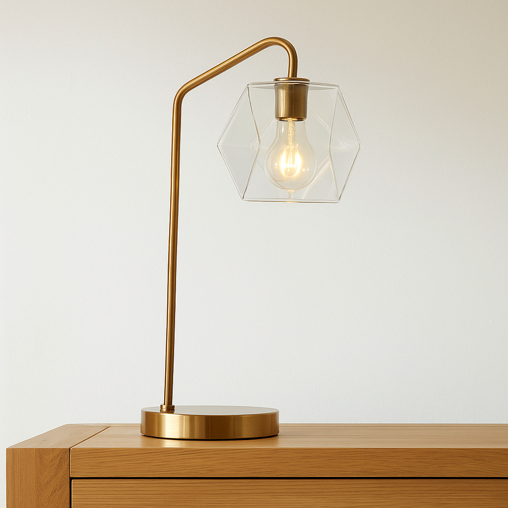 Lampe de table lumineuse en verre à facettes géométriques Talvior