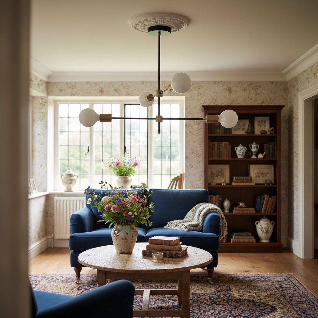 Mobilux Line Black and Brass Chandelier - Contemporary Globe Ceiling Hanging Light