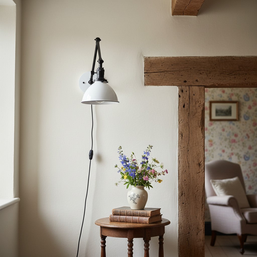 Conique Metal Vintage Industrial Swing Arm Wall Lamp - Adjustable Dome Shade for Study