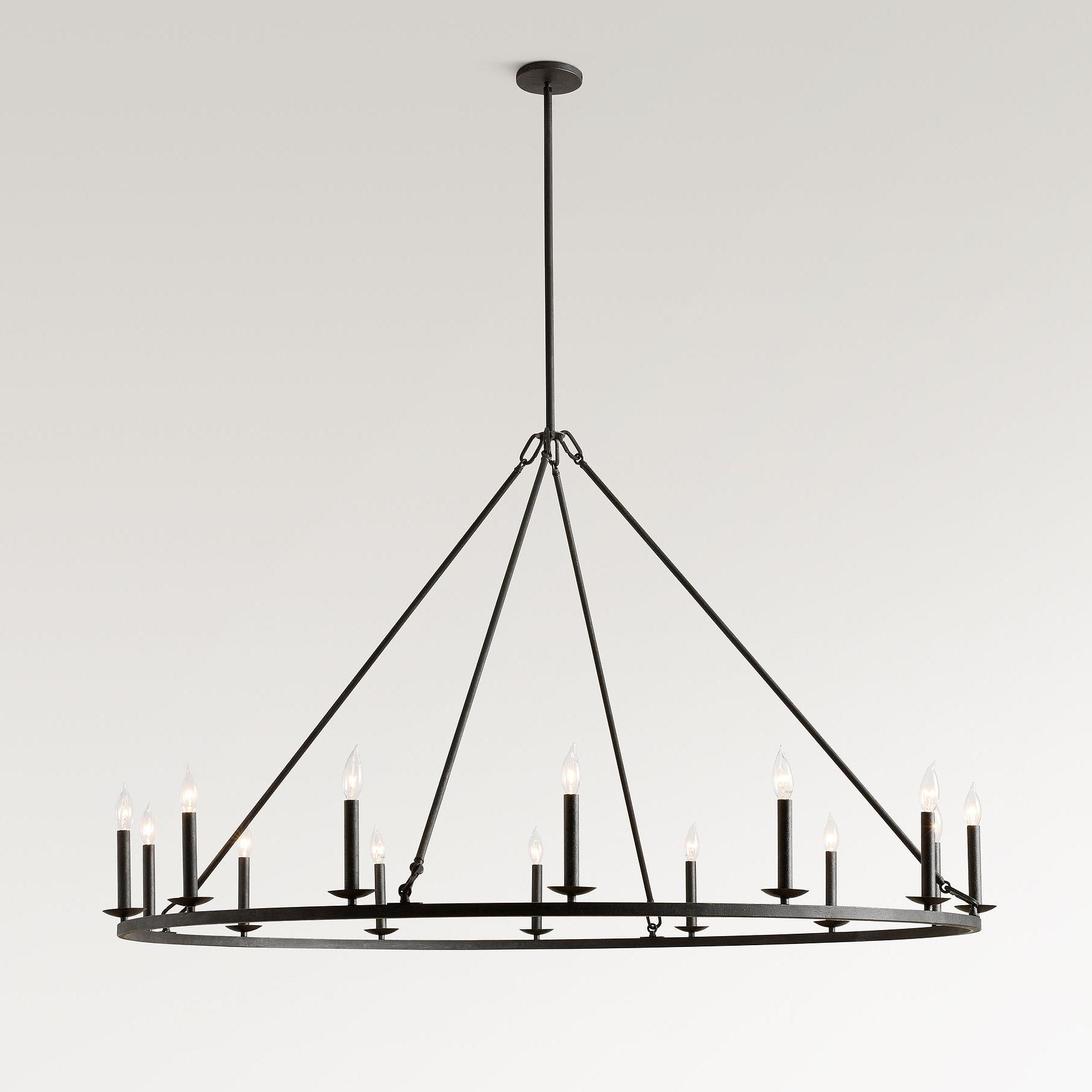 Rowan Modern Wagon Wheel Round Chandelier - Industrial Farmhouse Iron Lighting Fixture