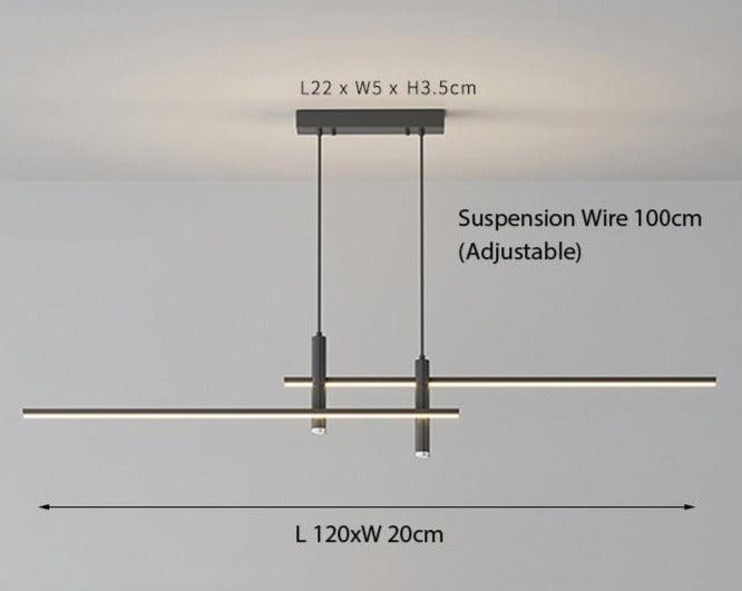 Dimmable LED Linear Pendant Light – Black Pendant Light for Dining Room