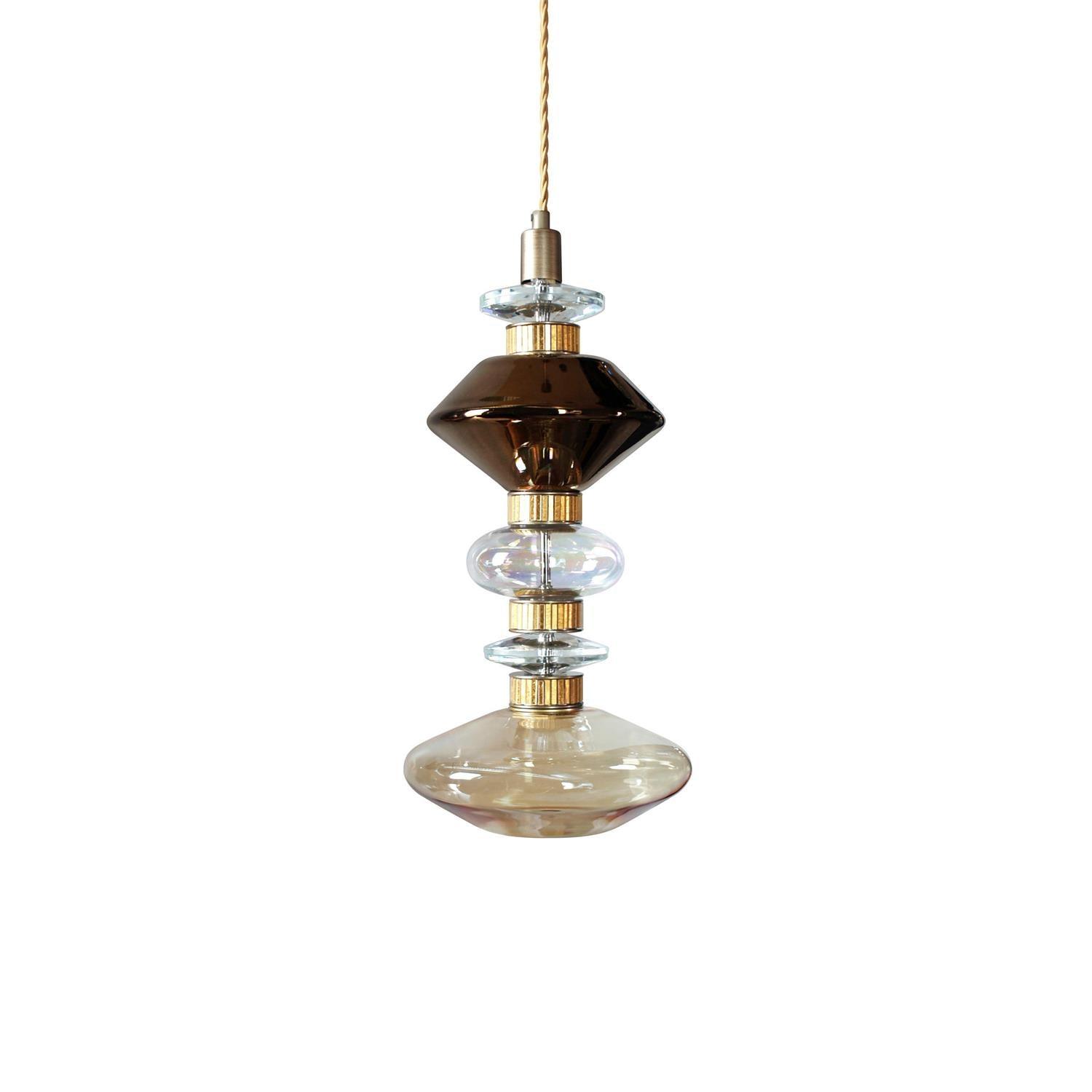 Sleek Hanging Light - Iron Metal Glass Gold Clear Hardwired Atmosphere