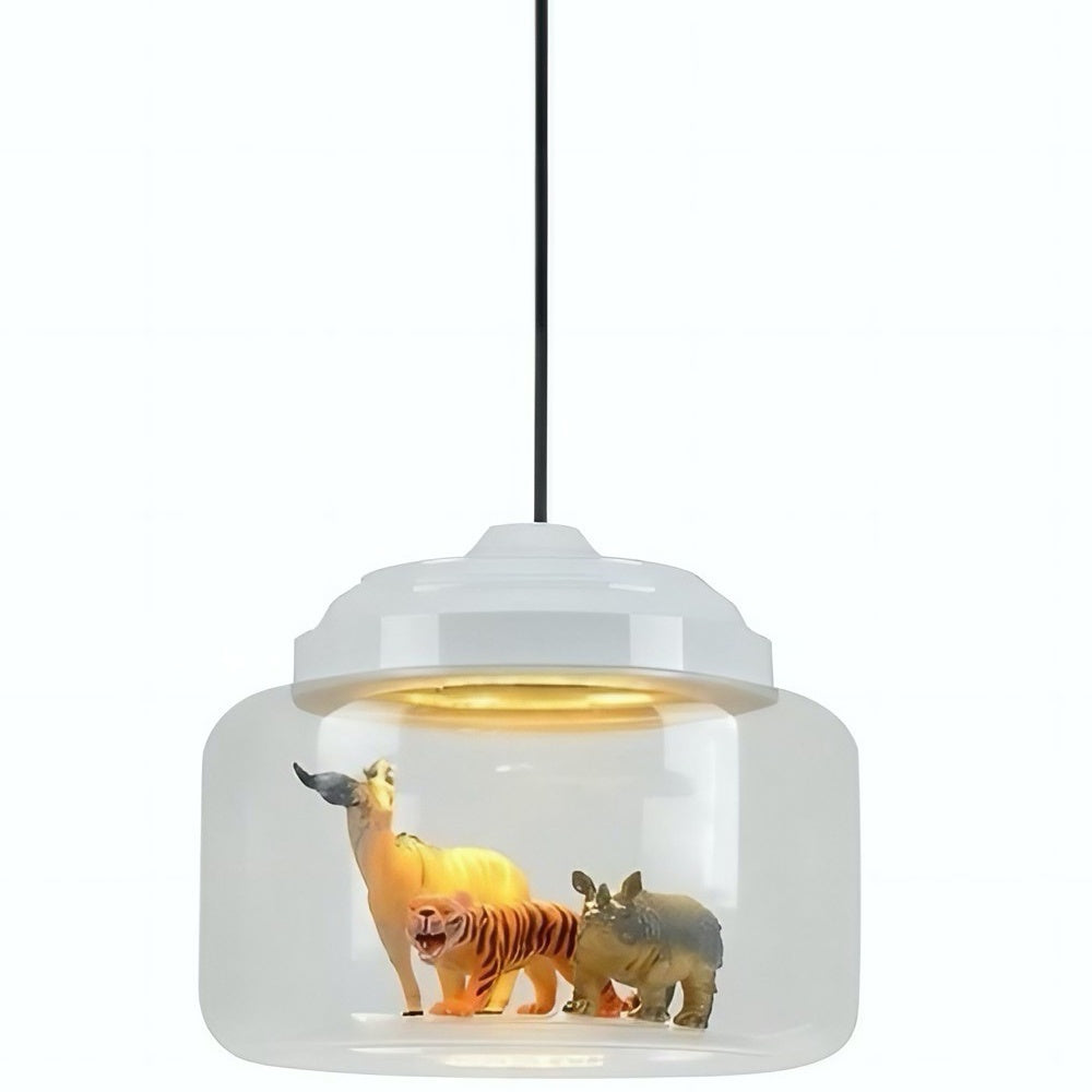Glass Shade Zoo Pendant Light – Artistic Lamp for Playroom or Bedroom