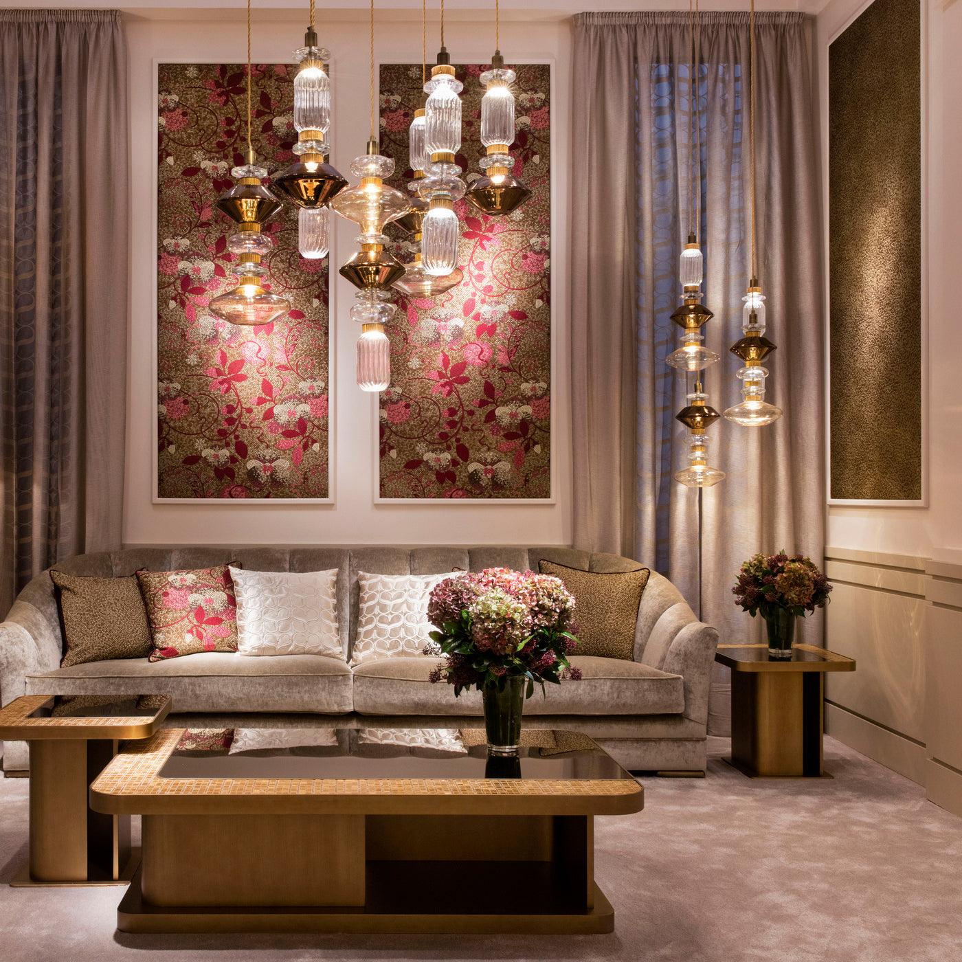 Sleek Hanging Light - Iron Metal Glass Gold Clear Hardwired Atmosphere