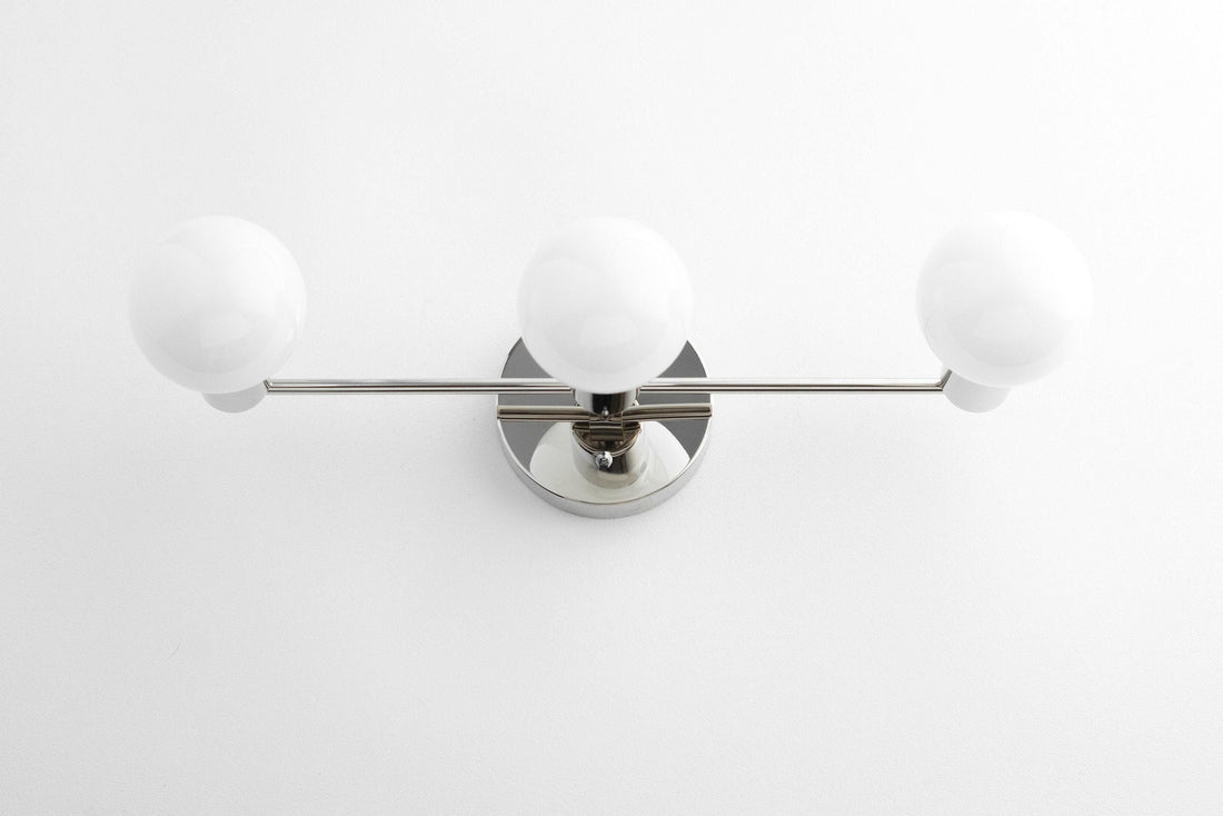 Glorica Glass Mid Century Modern Vanity Light - 3 Light Wall Fixture