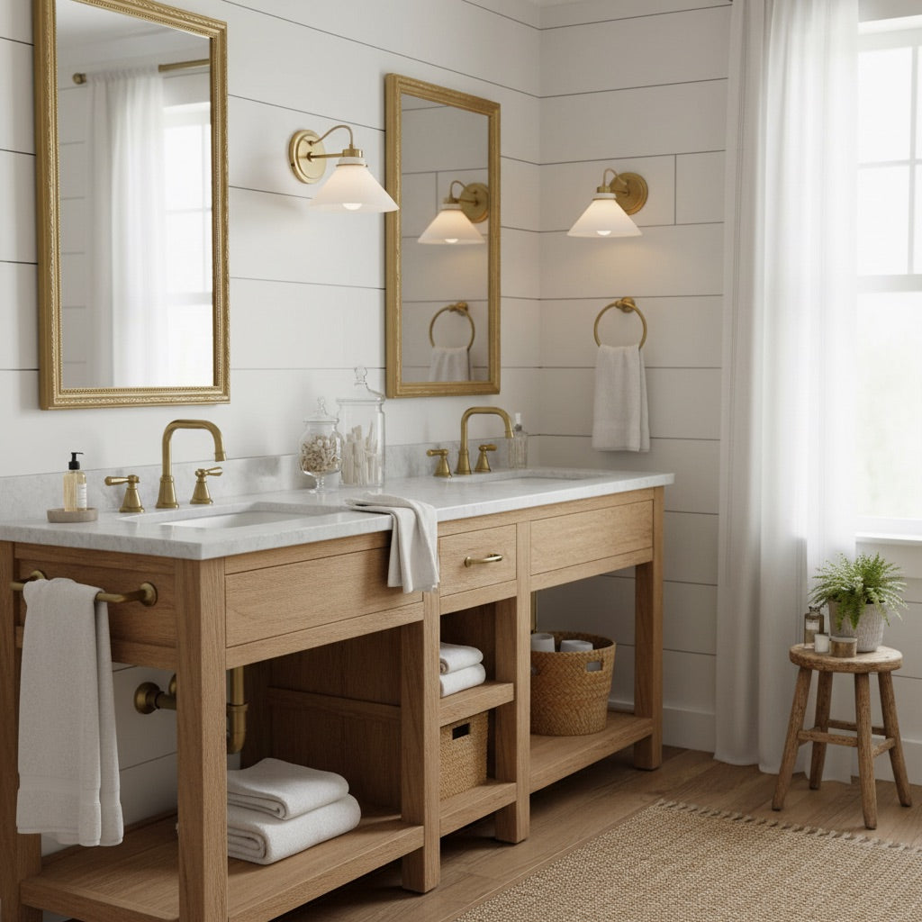 Aurenza Sconce – Farmhouse Wall Light with Metal Accents for Cozy Spaces