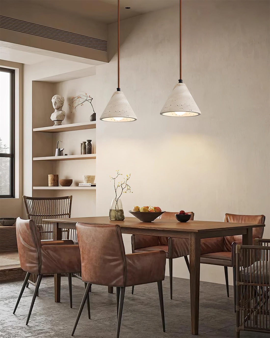 Minimalist Stone Pendant Light - Raw Yellow Travertine Lighting