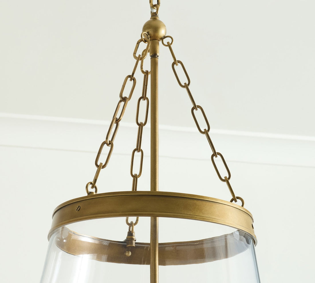 Suspension tambour en verre Driscoll – Lampe suspendue contemporaine en laiton