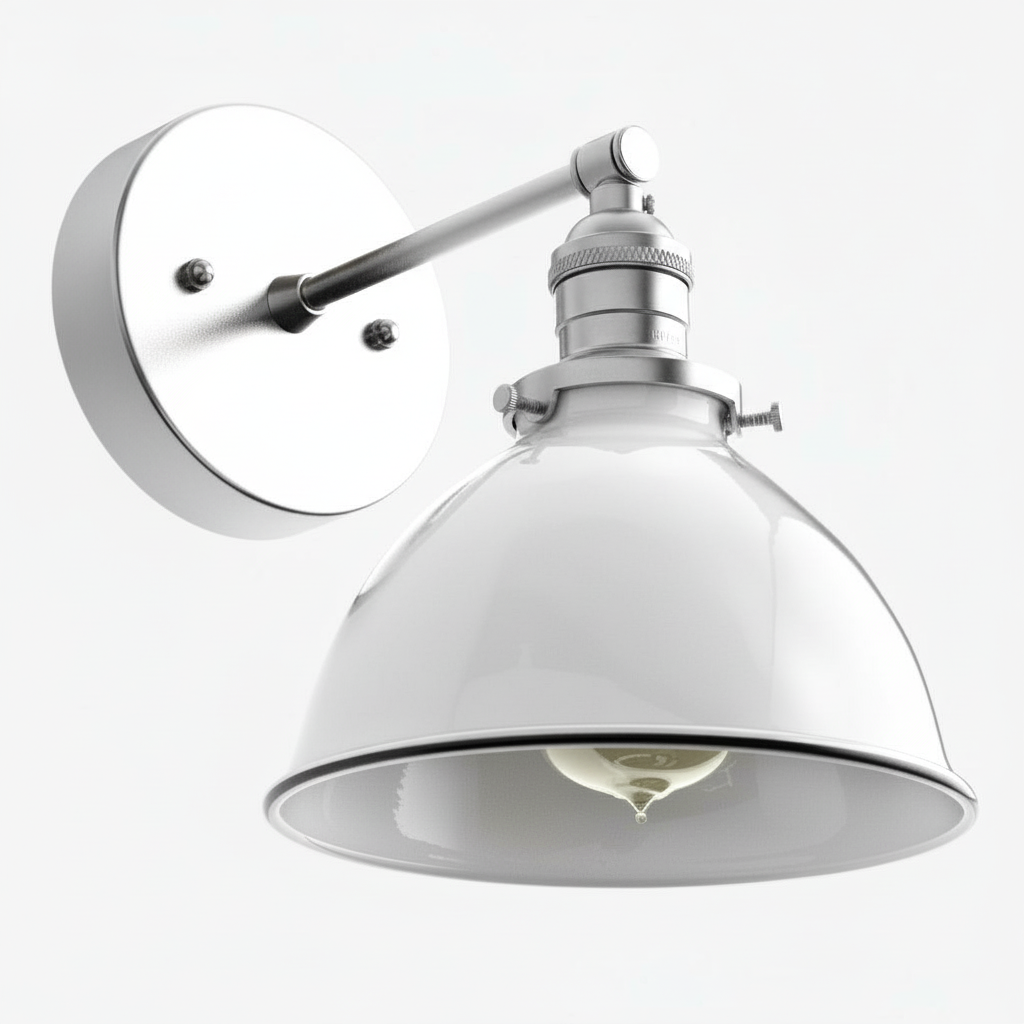 Conique Metal  Wall Sconce - White Metal Shade - Industrial Modern Lighting