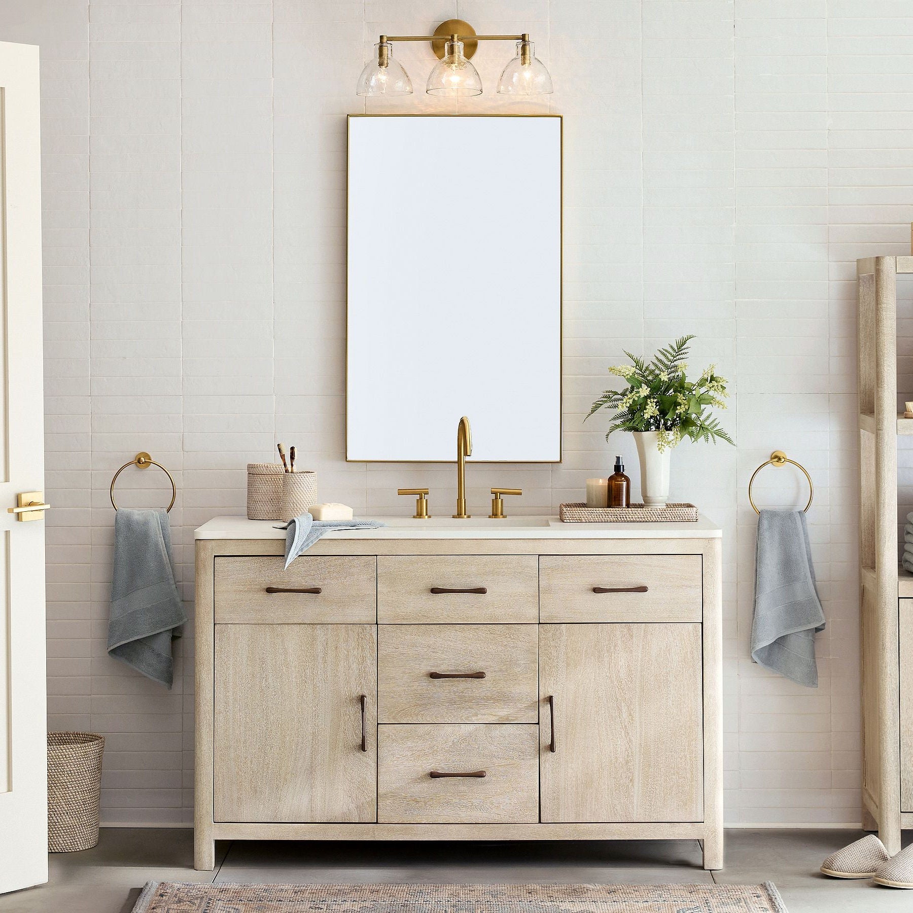 Glavira Recycled Glass Double Sconce - Indoor Brass Wall Lighting