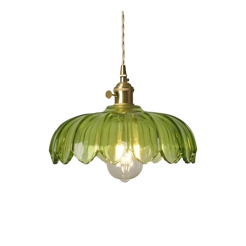 Glass Petal Pendant Lamp – Rustic Style Flower Design Light