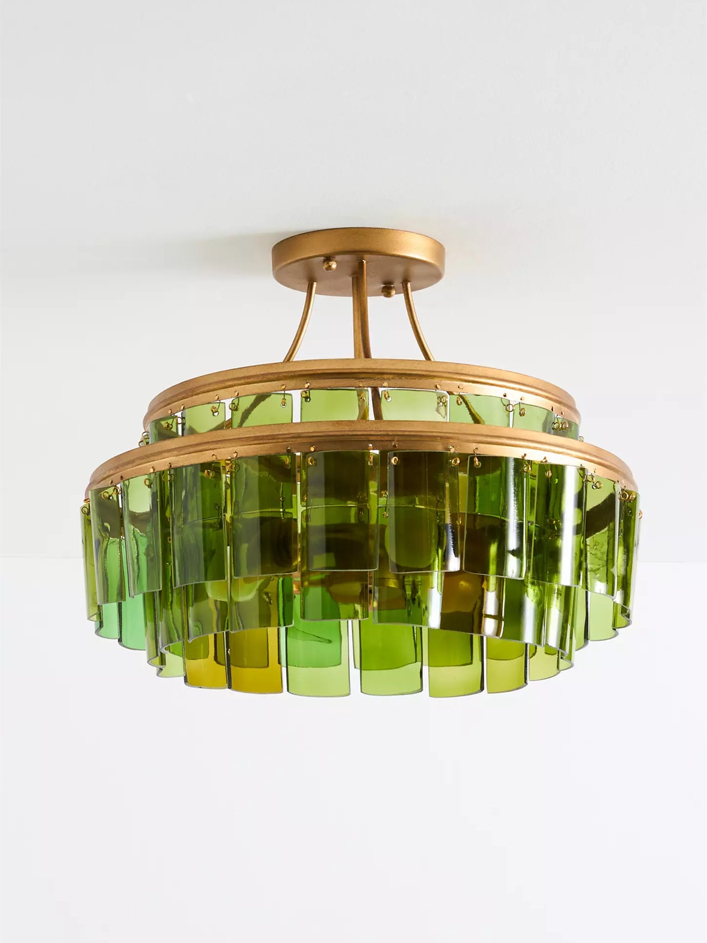 Verdura Glass Semi-Flush Mount - Elegant Green Glass Ceiling Fixture