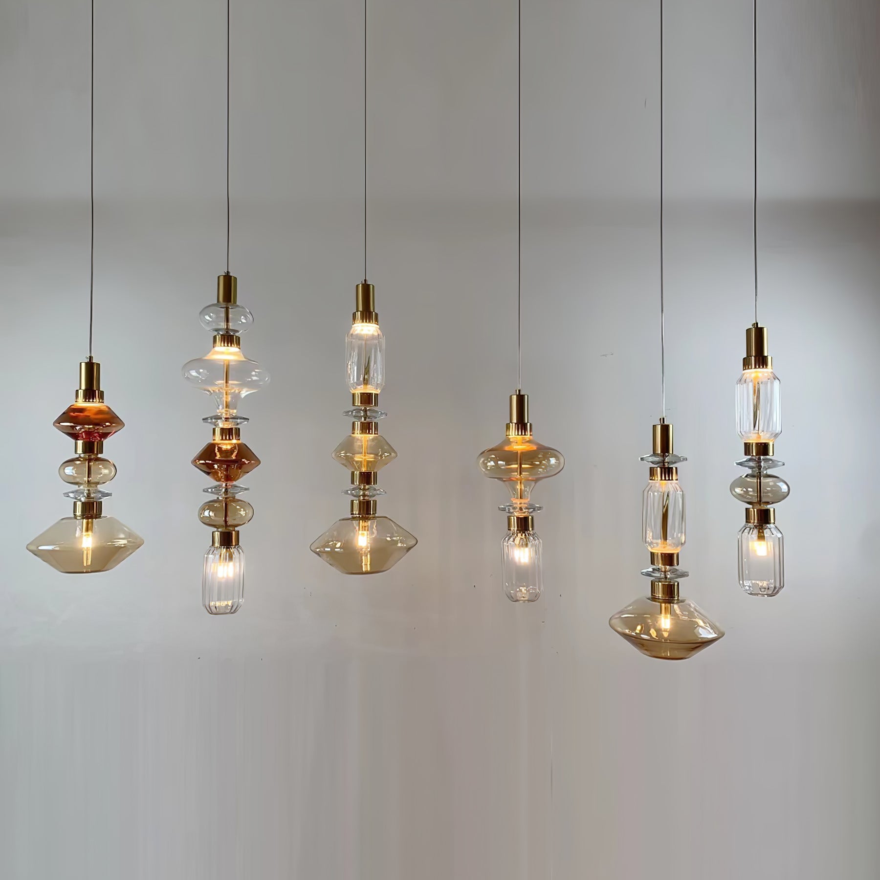 Sleek Hanging Light - Iron Metal Glass Gold Clear Hardwired Atmosphere