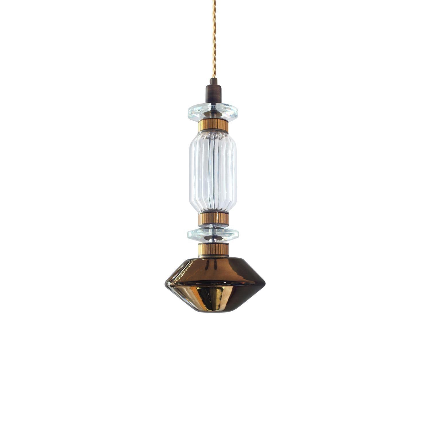 Sleek Hanging Light - Iron Metal Glass Gold Clear Hardwired Atmosphere