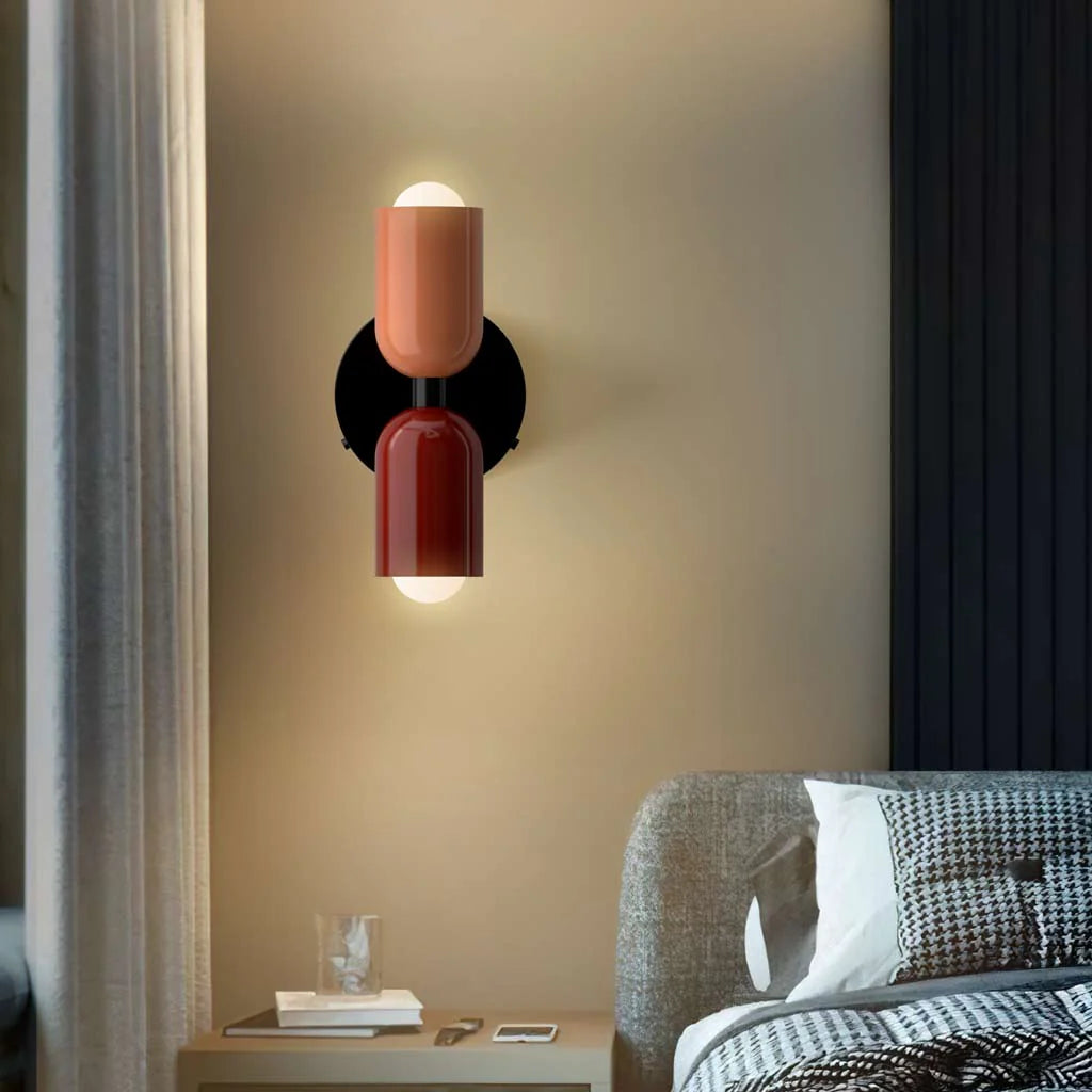 Applique murale à double tête de style morandique – Métal elliptique, multicolore