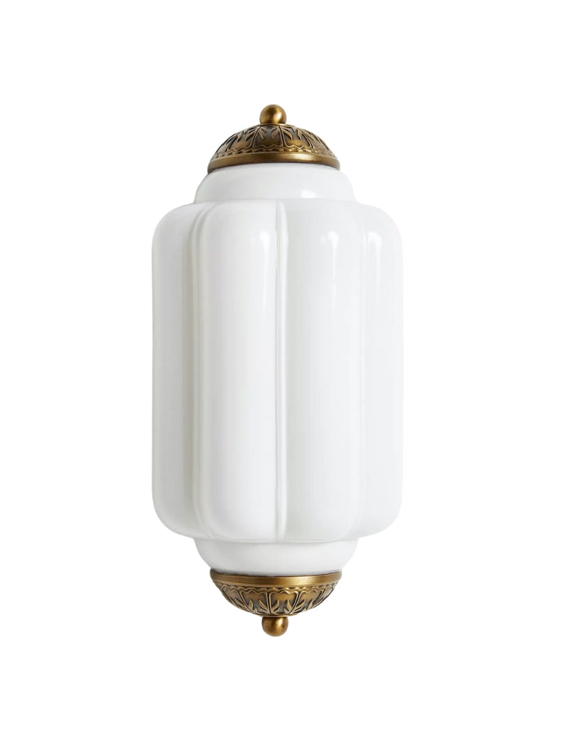 Vintage Milk Glass Wall Sconce Handcrafted Distressed Brass Light