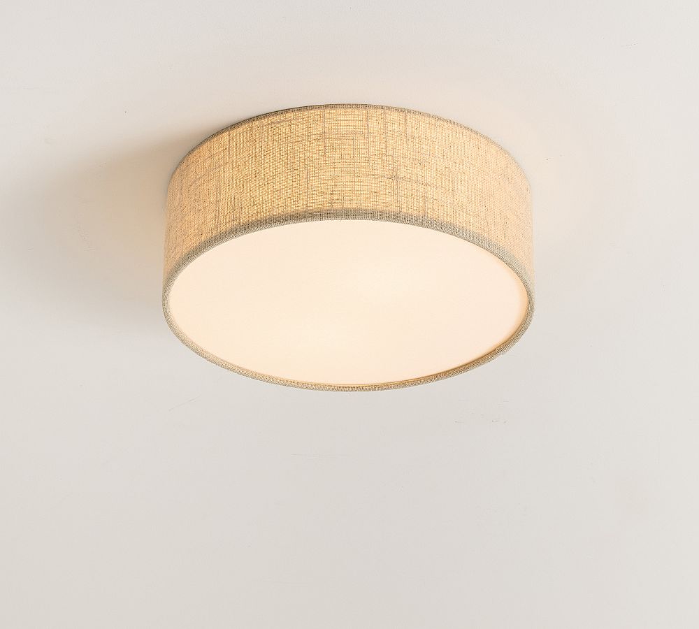 Dumora Linen Drum Flush Mount Ceiling Lamp - Stylish Soft Fabric Ceiling Light